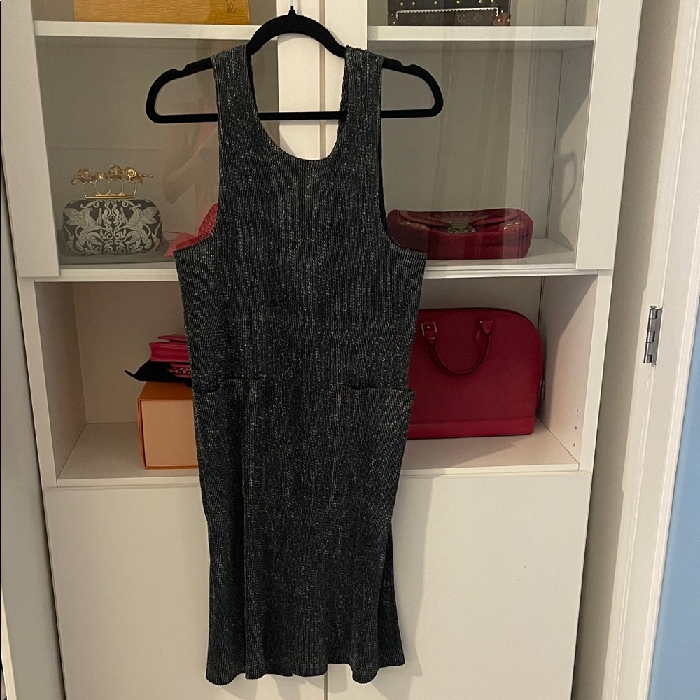 Issey Miyake Denim Print Eprom Sleeveless Midi Dress